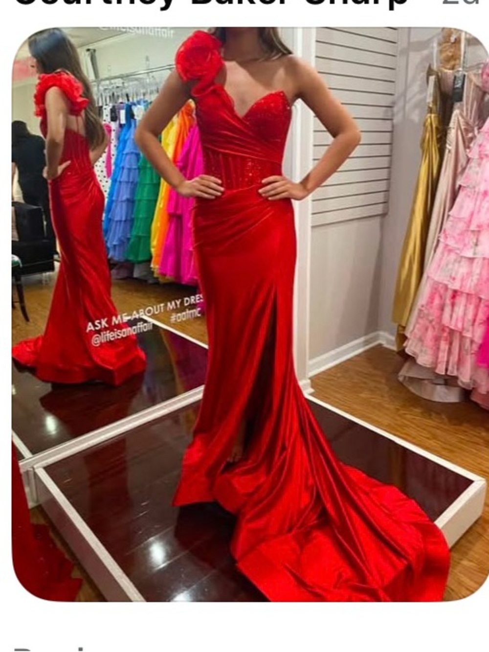 Red Sherri Hill One-Shoulder Evening Gown